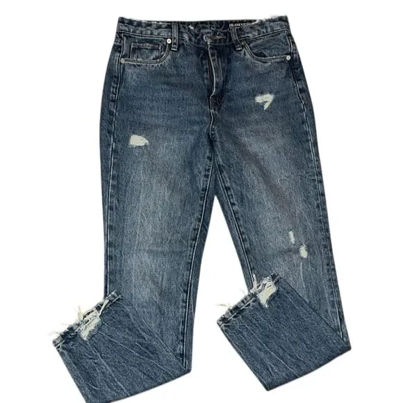 Blank NYC Distressed High Rise The Madison Crop Denim Jeans - Picture 2 of 3
